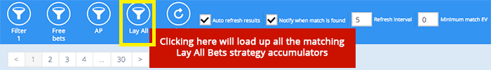 The Lay All Bets button in Accumulator Generator